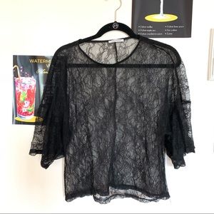 Zara Black Distressed Lace Layering Top